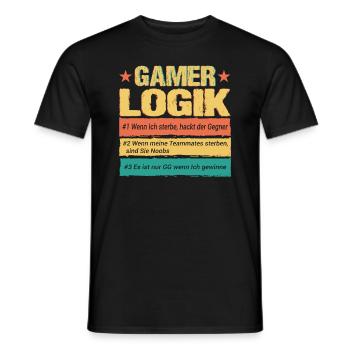Gamer Logik Lustige Zocken Gaming Motive Streamer - Männer T-Shirt - Schwarz - Vorne - AI Model Male 178 light (178cm)