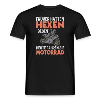 Früher Hatten Hexen Besen Heute Fahren Sie - Männer T-Shirt - Schwarz - Vorne - AI Model Male 178 light (178cm)