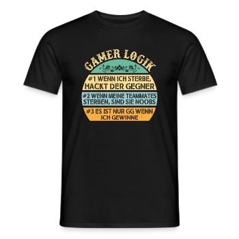 Gamer Logik Gaming Video Games Multiplayer Zocker - Männer T-Shirt - Schwarz - Vorne - AI Model Male 178 light (178cm)