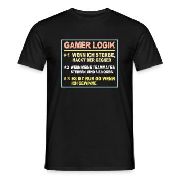Gamer Logik Gaming Video Games Multiplayer Zocker - Männer T-Shirt - Schwarz - Vorne - AI Model Male 178 light (178cm)