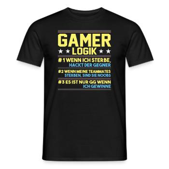Gamer Logik Gaming Video Games Multiplayer Zocker - Männer T-Shirt - Schwarz - Vorne - AI Model Male 178 light (178cm)