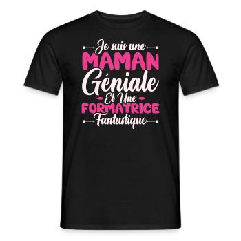 Une maman géniale et une formatrice fantastique - T-shirt homme - noir - Devant - AI Model Male 178 light (178cm)