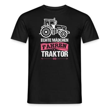 Echte Mädchen Fahren Traktor Bauernfrau Bäuerin - Männer T-Shirt - Schwarz - Vorne - AI Model Male 178 light (178cm)