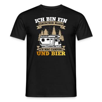 Ich Bin Ein Einfacher Mann Camping Und Bier - Männer T-Shirt - Schwarz - Vorne - AI Model Male 178 light (178cm)