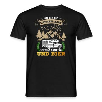 Ich Bin Ein Einfacher Mann Camping Und Bier - Männer T-Shirt - Schwarz - Vorne - AI Model Male 178 light (178cm)