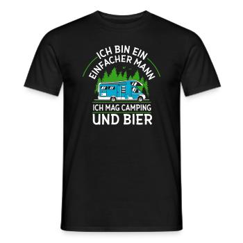 Ich Bin Ein Einfacher Mann Camping Und Bier - Männer T-Shirt - Schwarz - Vorne - AI Model Male 178 light (178cm)