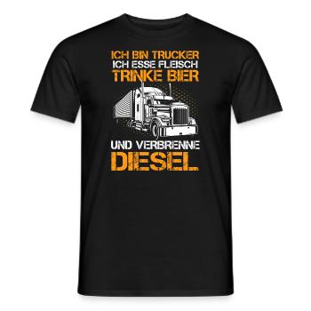 Ich Bin Trucker Esse Fleisch Trinke Bier - Männer T-Shirt - Schwarz - Vorne - AI Model Male 178 light (178cm)
