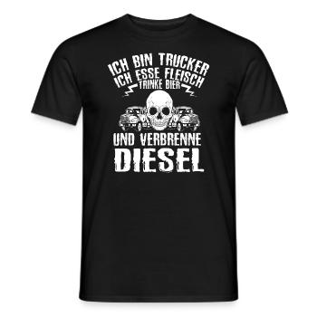Ich Bin Trucker Esse Fleisch Trinke Bier - Männer T-Shirt - Schwarz - Vorne - AI Model Male 178 light (178cm)