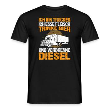 Ich Bin Trucker Esse Fleisch Trinke Bier - Männer T-Shirt - Schwarz - Vorne - AI Model Male 178 light (178cm)