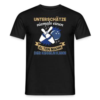 Unterschätze Niemals Einen Alten Mann Der Kegeln - Männer T-Shirt - Schwarz - Vorne - AI Model Male 178 light (178cm)