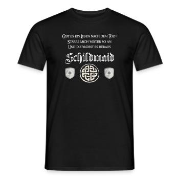 Schildmaid Wkingerin | Nordische Wikinger Sprüche - Männer T-Shirt - Schwarz - Vorne - AI Model Male 178 light (178cm)