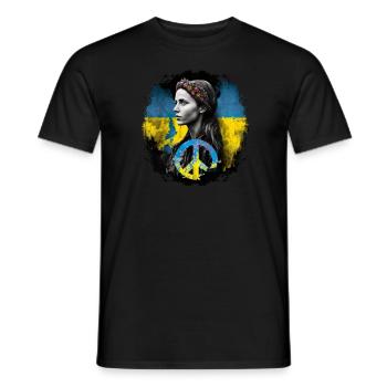 Support I Love Ukraine Peace Logo Peace Flag - Men's T-Shirt - black - Front - AI Model Male 178 light (178cm)