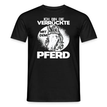Lustiges Verrückte Pferdebesitzerin Pferdefan - Männer T-Shirt - Schwarz - Vorne - AI Model Male 178 light (178cm)