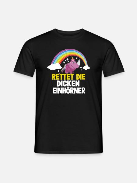 Rettet Die Dicken Einhörner Nashorn Motiv Lustiges - Männer T-Shirt - Schwarz