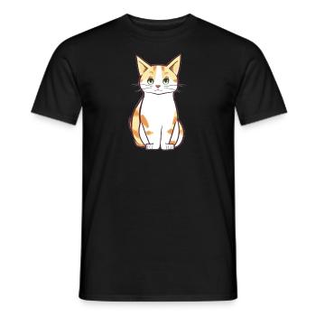 chat jaune animal de compagnie - T-shirt homme - noir - Devant - AI Model Male 178 light (178cm)