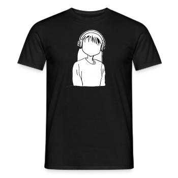 Dessin animé fille casque anime - T-shirt homme - noir - Devant - AI Model Male 178 light (178cm)