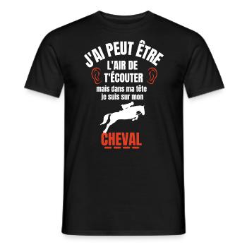 Je suis à cheval - cadeau humour cheval équitation - T-shirt homme - noir - Devant - AI Model Male 178 light (178cm)