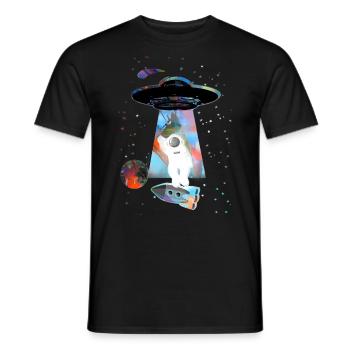 atsronaut, space, earth, UFO,galaxy,spaceship - Men's T-Shirt - black - Front - AI Model Male 178 light (178cm)