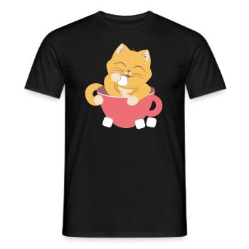 Coffee Lover Cat - Men's T-Shirt - black - Front - AI Model Male 178 light (178cm)