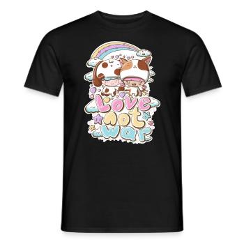 Katze und Hund Liebe statt Krieg - Männer T-Shirt - Schwarz - Vorne - AI Model Male 178 light (178cm)