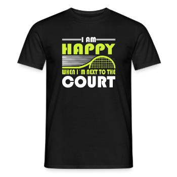 Tennis Saying Happy When in Next To The Court - Men's T-Shirt - black - Front - AI Model Male 178 light (178cm)