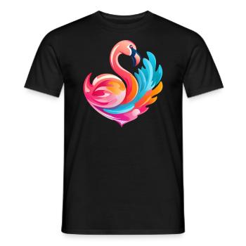 Rainbow flamingo with colorful waves - Men's T-Shirt - black - Front - AI Model Male 178 light (178cm)
