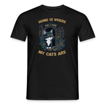 Home Is Where My Cat Are - Men's T-Shirt - black - Front - AI Model Male 178 light (178cm)