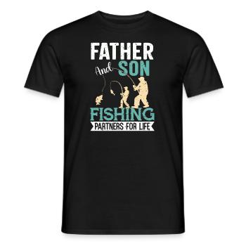 Father And Son Fishing Partners - Men's T-Shirt - black - Front - AI Model Male 178 light (178cm)