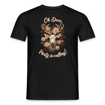 Chemise traditionnelle féminine fleurs de cerf Octobre festival folklorique - T-shirt homme - noir - Devant - AI Model Male 178 light (178cm)