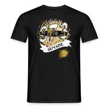 Schöne Souvenir-Geschenkidee Karte von Guyana 973 - Männer T-Shirt - Schwarz - Vorne - AI Model Male 178 light (178cm)