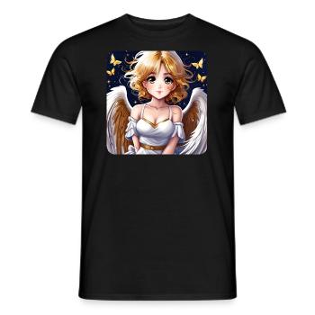 Mignon petit ange avec des papillons - T-shirt homme - noir - Devant - AI Model Male 178 light (178cm)