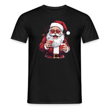 Fröhlicher Weihnachtsmann - Männer T-Shirt - Schwarz - Vorne - AI Model Male 178 light (178cm)