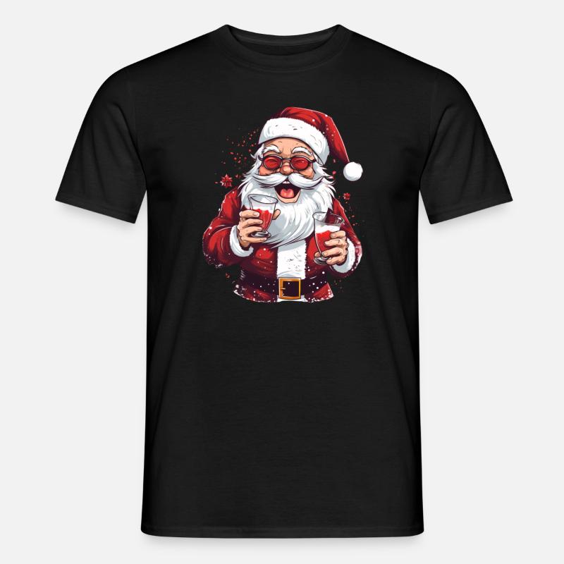 Fröhlicher Weihnachtsmann - Männer T-Shirt - Schwarz