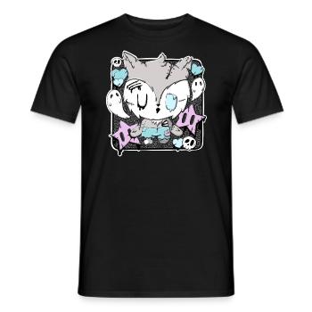 Wolfgang the zombie werewolf in kawaii style - Men's T-Shirt - black - Front - AI Model Male 178 light (178cm)