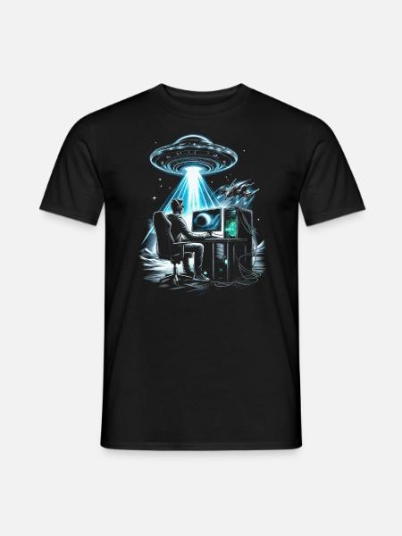 PC Gamer Raumschiff Ufo Aliens - Männer T-Shirt - Schwarz