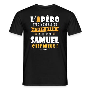 Humour Samuel Apero T shirt Drôles samuel - T-shirt homme - noir - Devant - AI Model Male 178 light (178cm)
