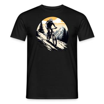 mountain biker, bicycle, mountains, outdoor, sport - Men's T-Shirt - black - Front - AI Model Male 178 light (178cm)