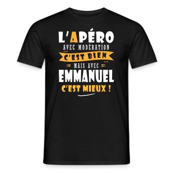 Emmanuel cadeau Humour cadeau emmanuel - T-shirt homme - noir - Devant - AI Model Male 178 light (178cm)