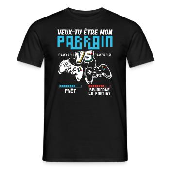 Do you want to be My Godfather Gamer Godfather Geek - Men's T-Shirt - black - Front - AI Model Male 178 light (178cm)