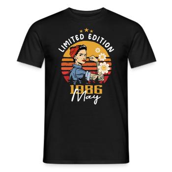 Légendaire depuis mai 1986 - mai 1986 Anniversaire 1986 - T-shirt homme - noir - Devant - AI Model Male 178 light (178cm)