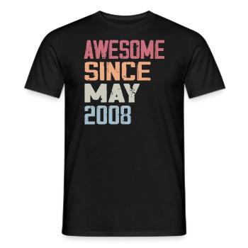 Mai 2008 Geburtstag 2008 Retro 2008 Mai Jahrgang - Männer T-Shirt - Schwarz - Vorne - AI Model Male 178 light (178cm)