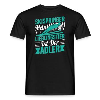 Ski Flying Winter Sports Skis for Ski Jumping - Men's T-Shirt - black - Front - AI Model Male 178 light (178cm)
