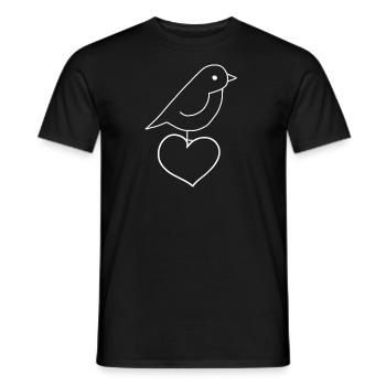 Bird, Heart, Animal, Love, Animals - Men's T-Shirt - black - Front - AI Model Male 178 light (178cm)