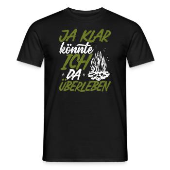 Bushcraft Suvival Équipement Couteau Bushcrafting - T-shirt homme - noir - Devant - AI Model Male 178 light (178cm)