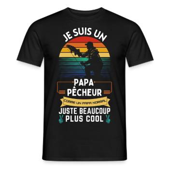 T-shirt de la fête des pères - Papa Pêcheur Cool - T-shirt homme - noir - Devant - AI Model Male 178 light (178cm)