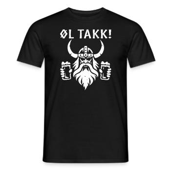 OL Takk Viking Norway Sweden Denmark Vikings Odin - Men's T-Shirt - black - Front - AI Model Male 178 light (178cm)