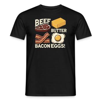 Beef Butter Bacon Egs Carnivore Funny Meat BBQ - Men's T-Shirt - black - Front - AI Model Male 178 light (178cm)