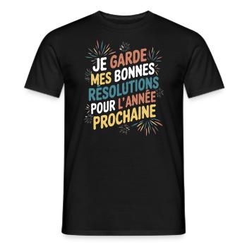 Idée cadeau humour drôle pour nouvel année - T-shirt homme - noir - Devant - AI Model Male 178 light (178cm)