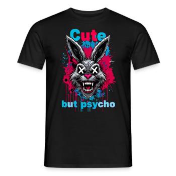 Cute but psychic bunny - Men's T-Shirt - black - Front - AI Model Male 178 light (178cm)