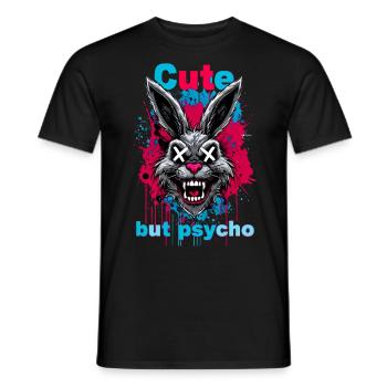 Cute But Psycho Hase - Männer T-Shirt - Schwarz - Vorne - AI Model Male 178 light (178cm)